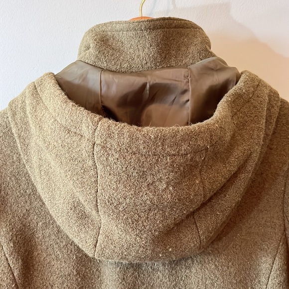 Land’s End 12P button up, military green, lined, pockets, hooded Pea Coat Women - Picture 3 of 14